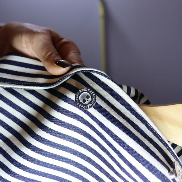 Handmade Striped Cotton Blazer w/ Satin Art Lining by Resurrection Approx 2XL - Picture 7 of 8